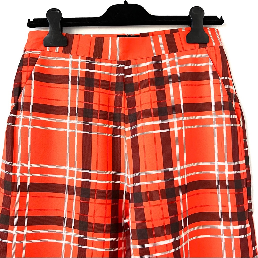 FHQ Collection Trendy Plaid Pants in Orange and Brown - Picture 2 of 9